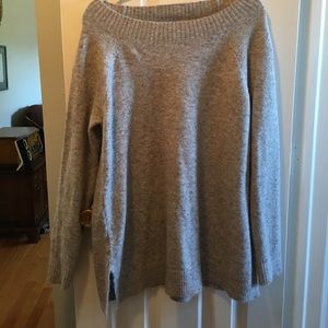 Gray boat neck sweater long sweater